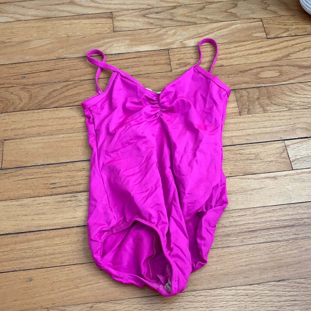 child’s neon pink motion wear leotard lined